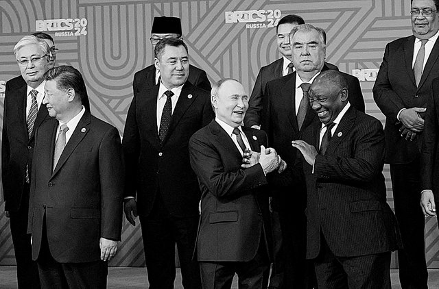 Vladimir Poutine (Russie) avec Cyril Ramaphosa (Afrique du Sud)